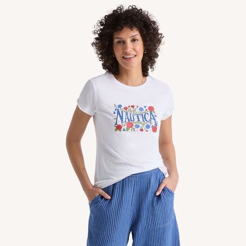 Womens Americana Floral Studded Graphic T-Shirt