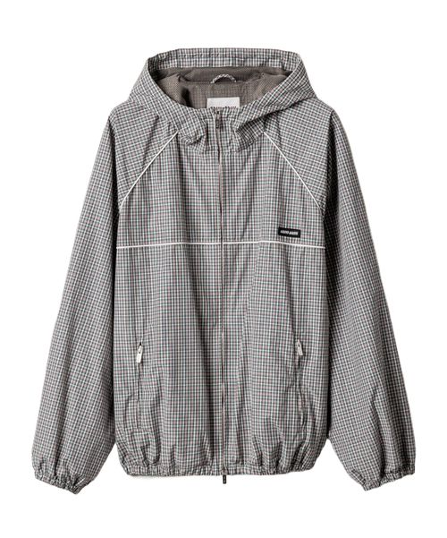 Checked technical fabric bomber jacket