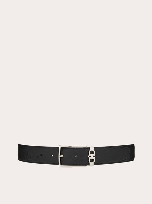 Men Reversible and adjustable Gancini belt Black