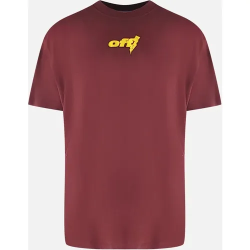 Men's Off-White Thunder Stable Oversized Fit Burgundy T-Shirt - Red