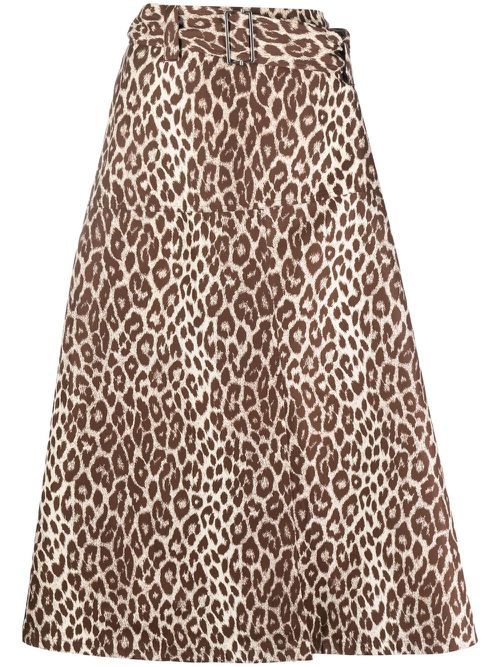 Leopard-print midi skirt - Neutrals