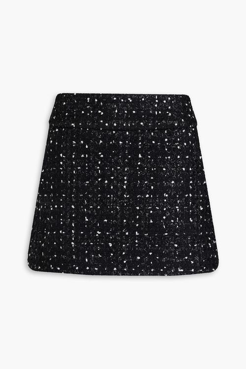 Alice Olivia - Donald metallic bouclé-tweed mini skirt - Black - US 14