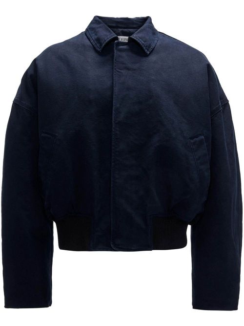 Blue Cropped Organic Cotton Shirt Jacket - Men's - Viscose/Organic Cotton