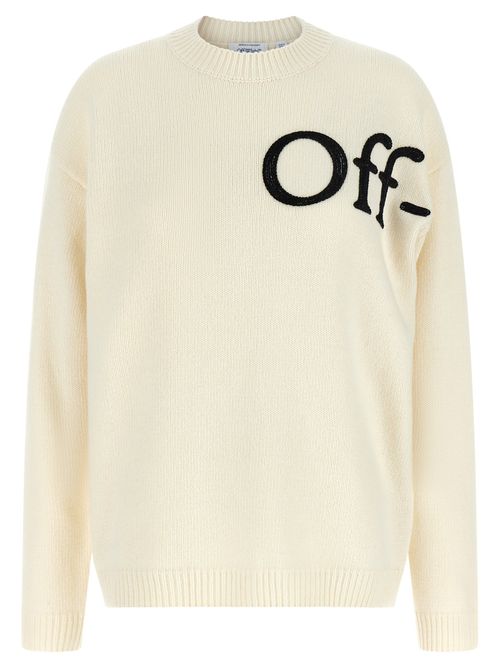 Logo-Embroidered Wool Blend Sweater — Cream