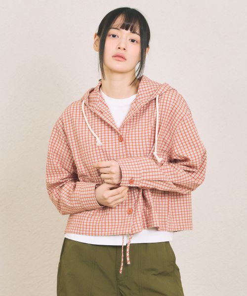W BUTTON HOOD SHIRT