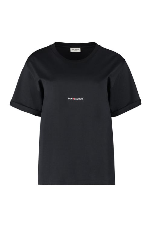 RIVE GAUCHE T-SHIRT CLASSIC-FIT ROUND-NECK T-SHIRT MADE with ORGANIC COTTON, FEATURING the LOGO PRINTED on the CHEST