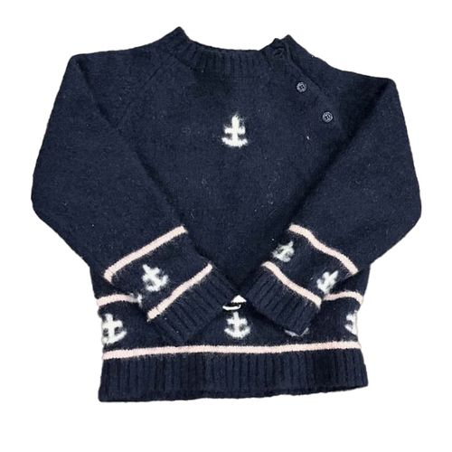Unisex Navy Pink White Anchors Sweater