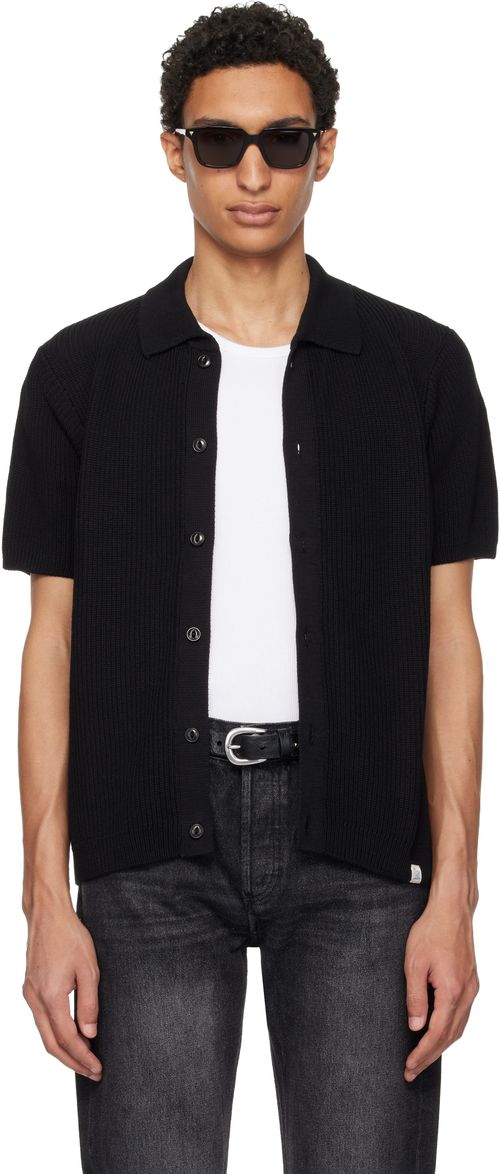 Black 1961 Ribbed Cotton Knit Shirt
