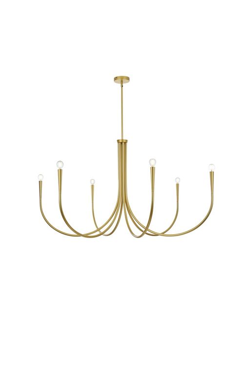 Brass Six Light Chandelier from the Layne Collection