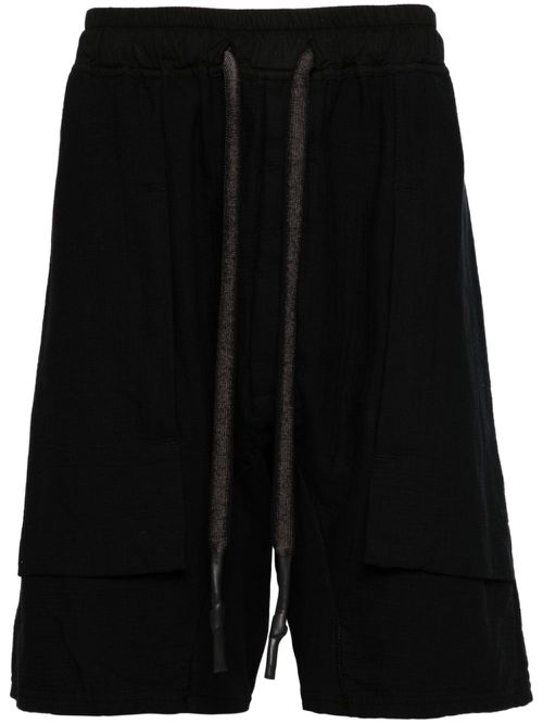 Gusset-detail organic cotton track shorts - Black