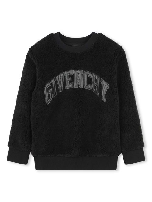 Logo-patch faux-shearling sweatshirt - Black