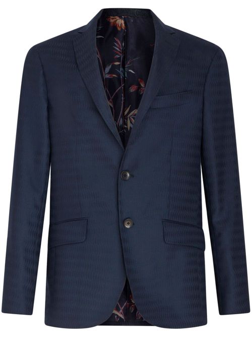 Jacquard wool blazer - Blue