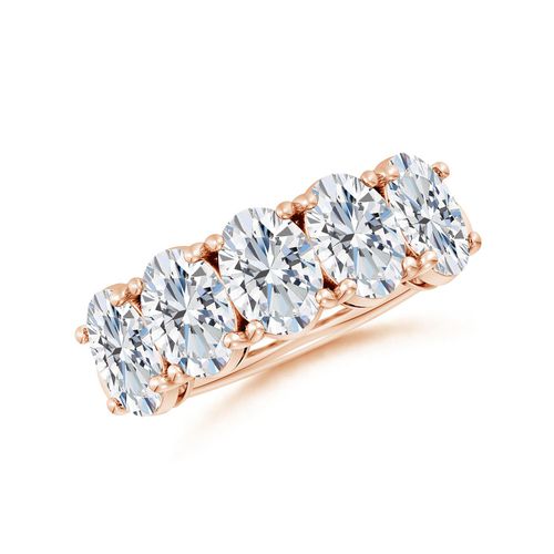 Angara 3.8 Carats Oval Diamond Five Stone Classic Anniversary Ring in 18K Rose Gold
