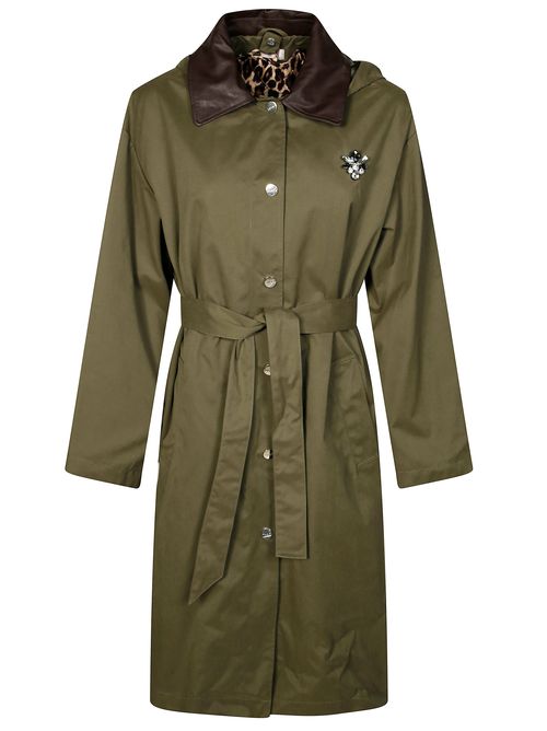 Women's Mini Animal Print Military Trench Coat