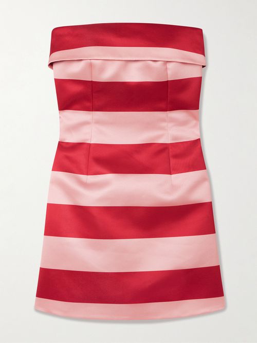 Sidnie Strapless Striped Duchesse-satin Mini Dress - Pink
