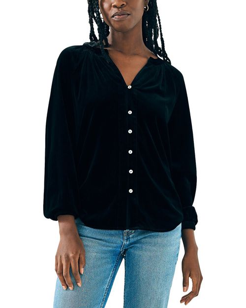 Stretch Silk-Blend Velvet Naomi Top