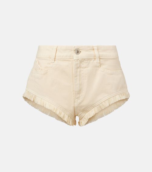 Fringed cotton canvas shorts