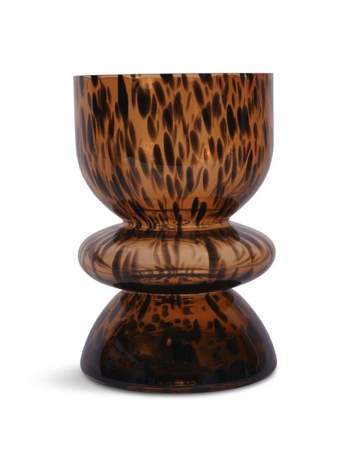 Savanna Glass Vase Candle Holder 24Cm in Brown Black, Size 16x16x24