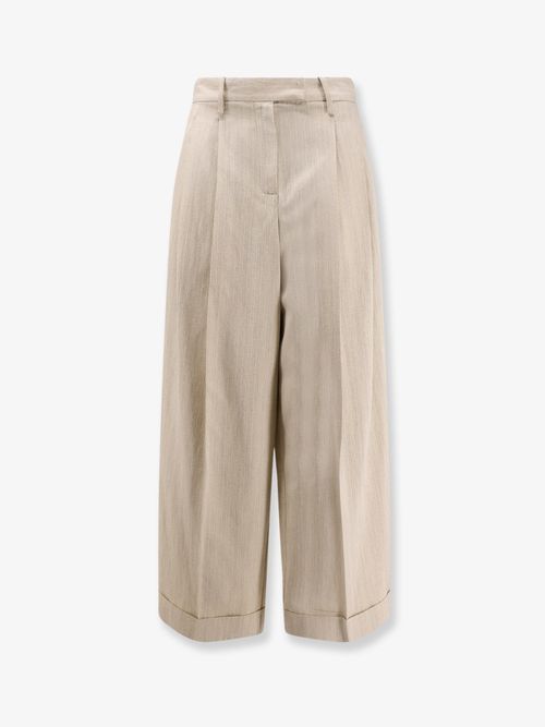 Viscose-Linen Trousers — Beige