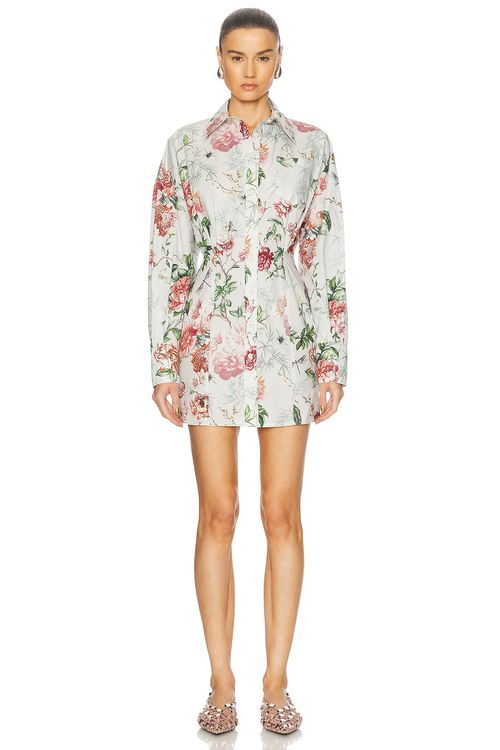 THE ATTICO Long Sleeve Mini Dress in Ivory - Ivory,Pink.  44 also in 36, 38
