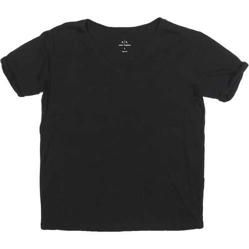ARMANI EXCHANGE Womens Black Logo Graphic T-Shirt L Short Sleeve V-Neck Stylish