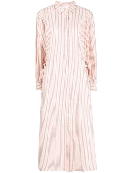 Striped long-sleeve shirt dress - Pink