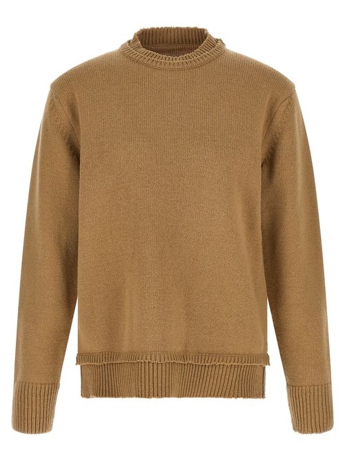Wool-Blend Crew Neck Sweater — Beige
