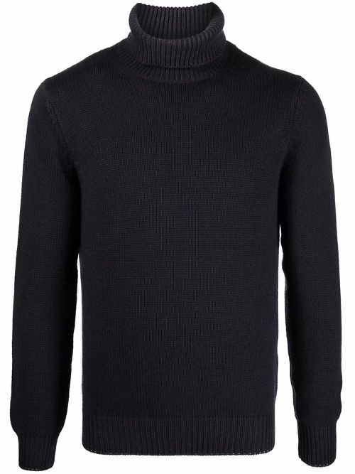 Roll-neck rib-trimmed jumper - Grey