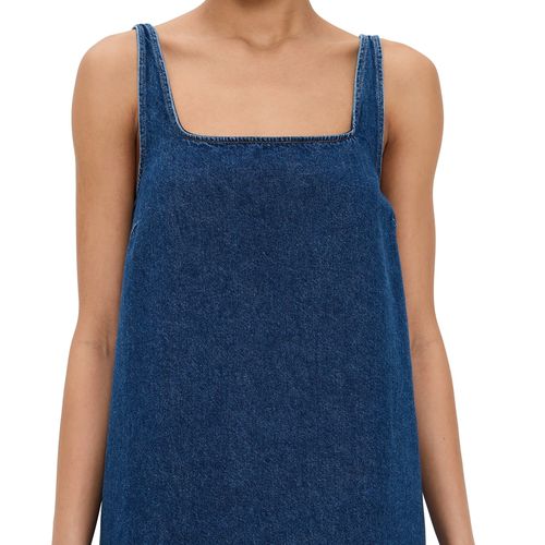 denim dress knee high boots Denim Muse Strapless Denim Dress Small