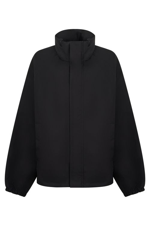 Men's Minimalist Cotton Raincoat with High Collar and Wide Sleeves