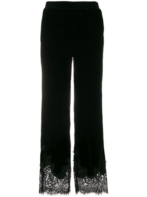 Lace panels track trousers - Black