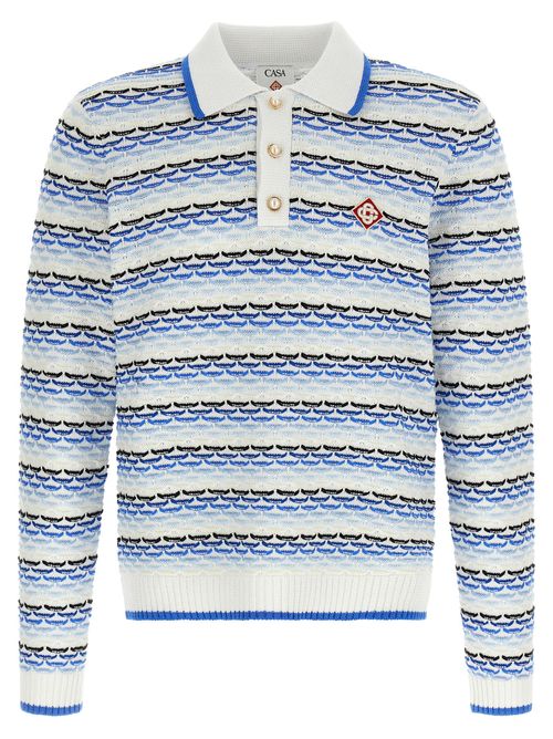 Tuck Stitch Long Sleeve Polo Shirt