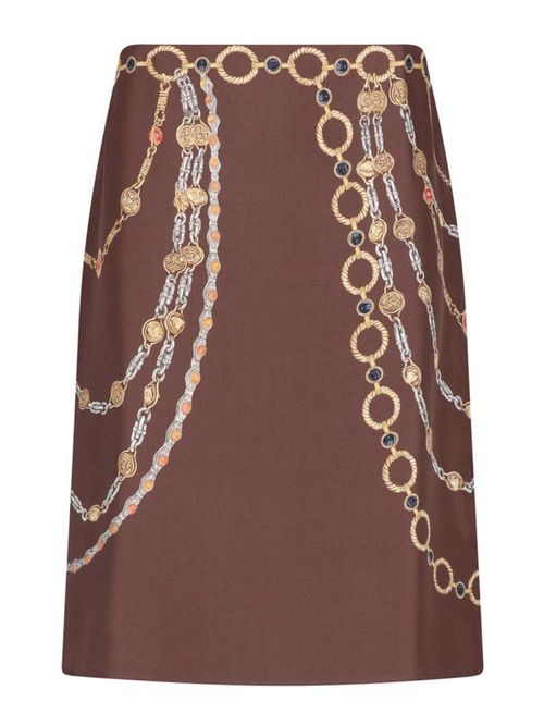 Printed silk midi skirt