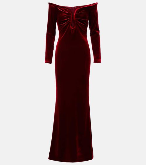 Off-shoulder velvet gown