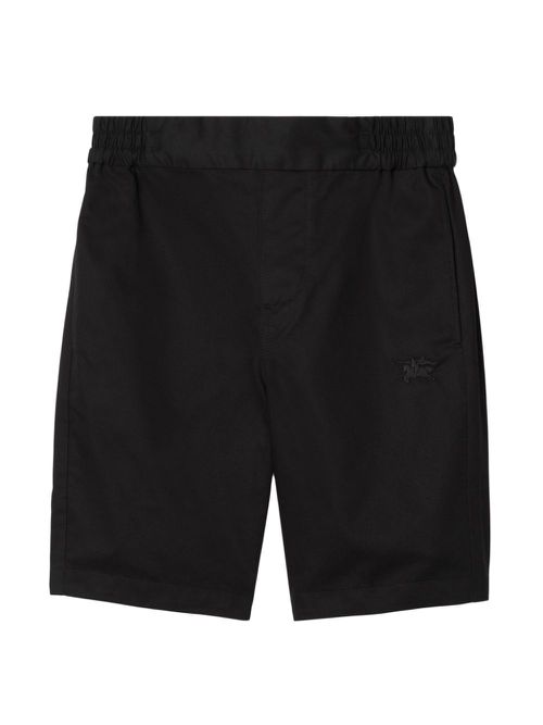 Equestrian Knight-embroidered cotton shorts - Black