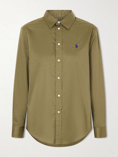 Embroidered Cotton Oxford Shirt - Green