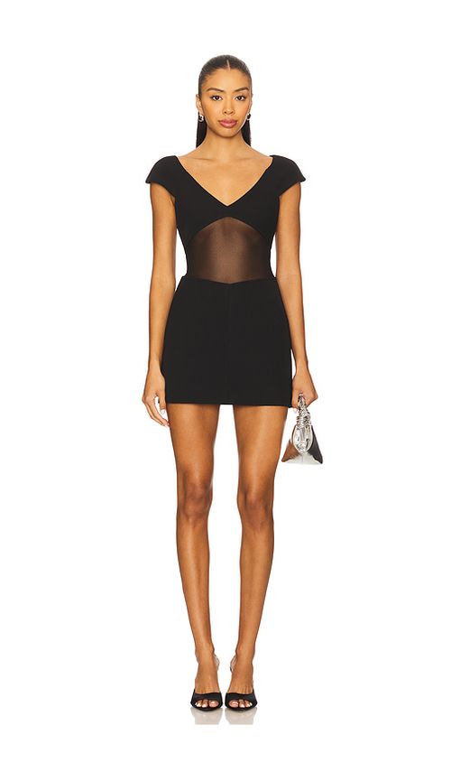 MISHA The Salvador Bonded Crepe Mini Dress in Black. XXS also in L, M, S, XL
