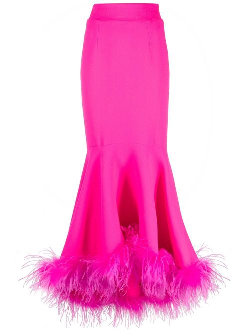 Feather-trim flared skirt - Pink