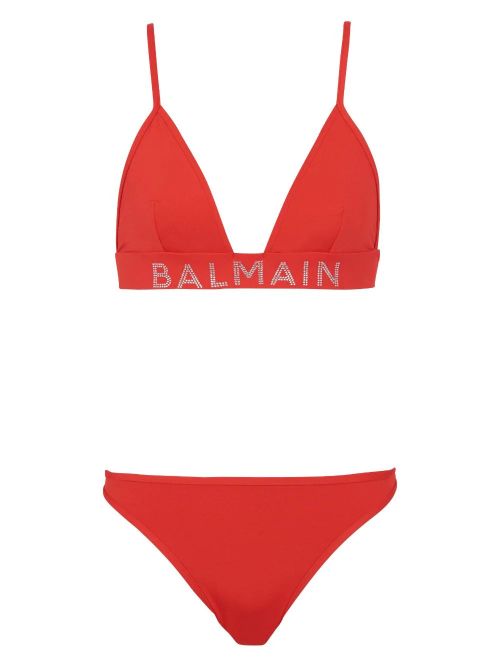 Logo-Embellished Bikini Set — Red