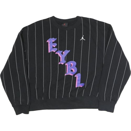 AIR JORDAN Mens Black EYBL Crew Neck S Pinstripe Basketball Sweatshirt