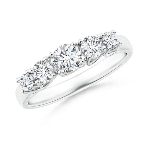 Angara 0.71 CTW Lab-Grown Five Stone Trellis Set Diamond Wedding Ring in 14K White Gold