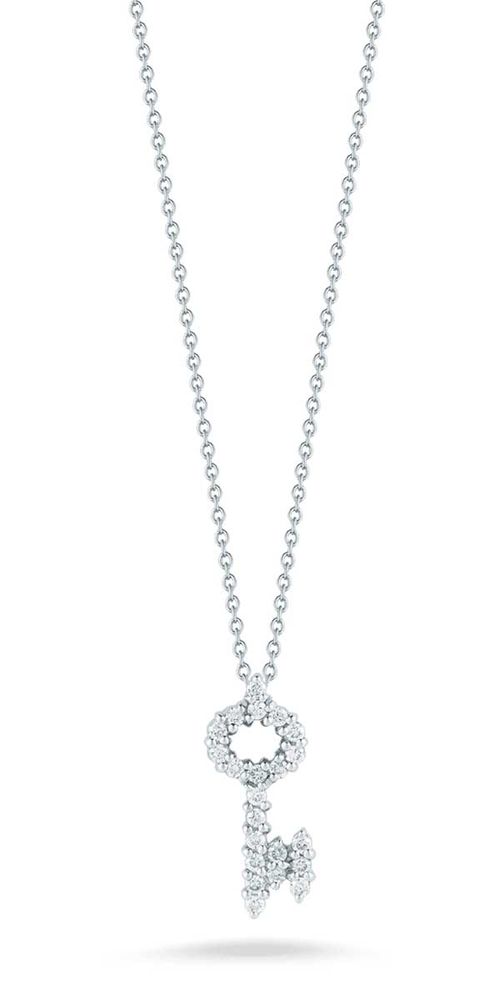 Necklace Tiny Treasures Diamond Key in 18K White Gold