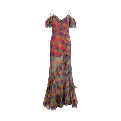 Silk Chiffon Paisley Dress — Multicolor