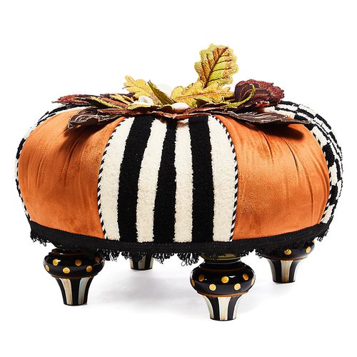 Harvest Check and Stripe Tufted Footstool