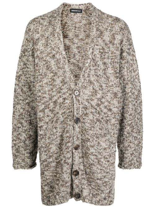 Intarsia-knit cardigan - Brown