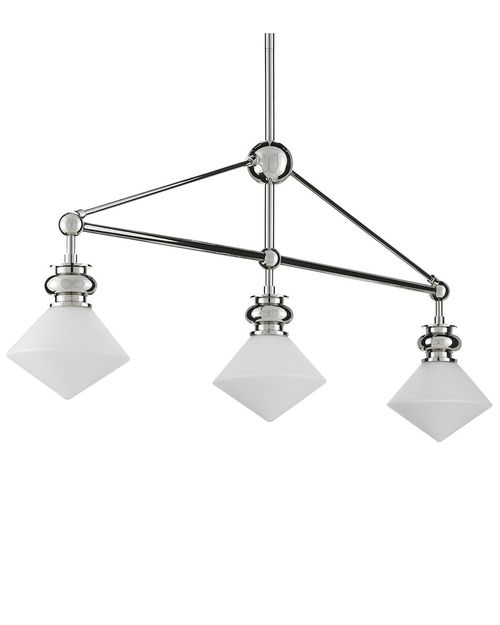 22.5In Rycroft Nickel Rectangular 3-Light Opaque Glass Chandelier