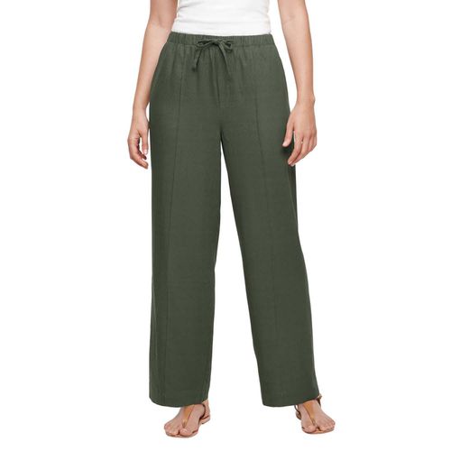 LINEN PULL ON PANT - OLIVE M:- Olive