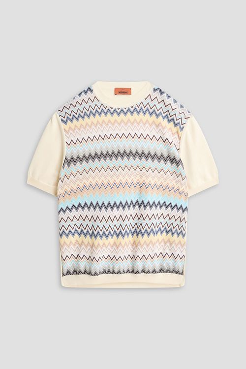 Crochet-knit cotton T-shirt - White - IT 50