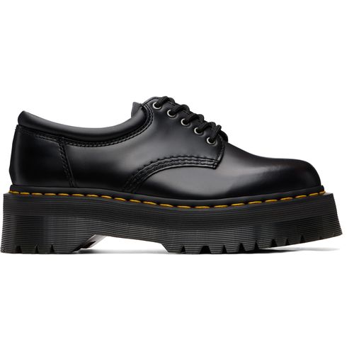 Black 8053 Quad Smooth Leather Platform Derbys