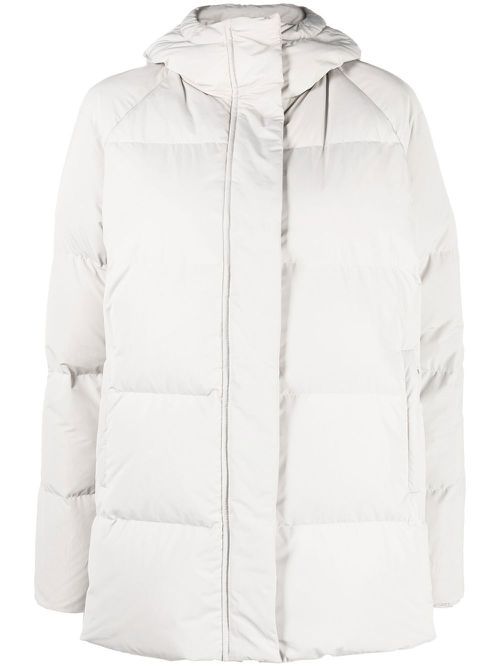 Quilted-finish hooded coat - Grey